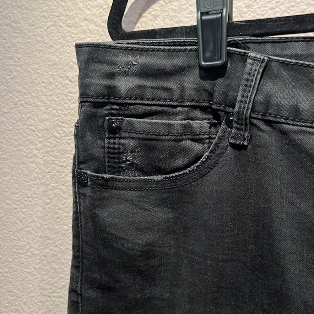 Seven 7 Size 14 Faded Black Distressed Denim Legging Jean